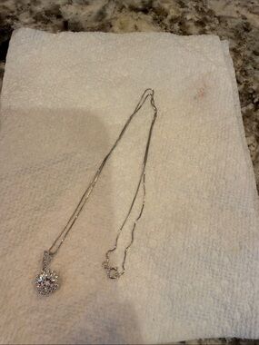 Silver Crystal Halo Pendant Necklace - Women's Jewelry